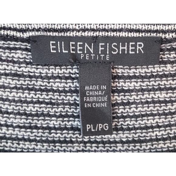 Eileen Fisher PL Black White Striped Organic Linen Blouse Classic Minimalist - Picture 4 of 8
